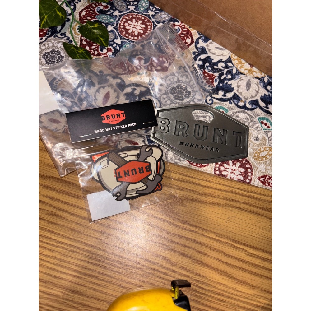 Brunt Workwear Metal Bottle Opener and Hard Hat Sticker Pack Bundle Silver